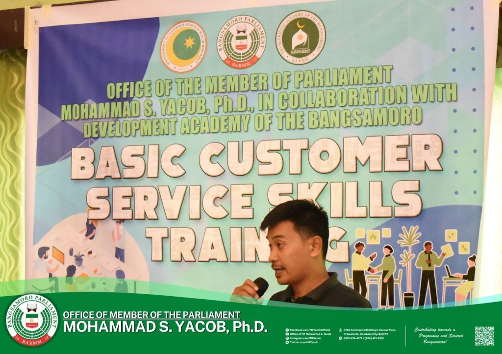 𝐑𝐄𝐀𝐃| The Office of the Member of Parliament (MP) Mohammad S. Yacob, Ph.D.,   underwent a two (2) days training for Basic Customer Service last March 8-9, 2023, at Golden Lace, Cotabato City.