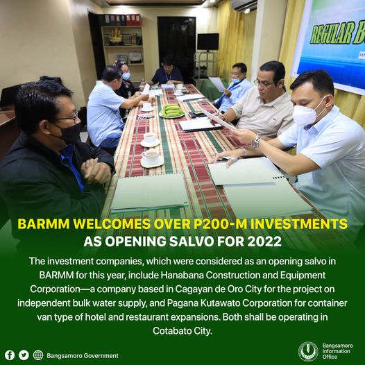 The Regional Bangsamoro Board of Investments (BBOI) deliberated the approval of 2 investment companies, amounting to over Php200-million, during their regular board meeting today, Jan. 5, 2022 in Cotabato City.