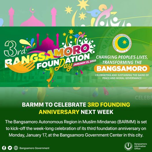 “Changing People’s Lives, Transforming the Bangsamoro: Celebrating and Sustaining the Gains of Peace and Moral Governance” is this year’s theme which highlights the breakthroughs of the regional government in achieving peace and development, and refo