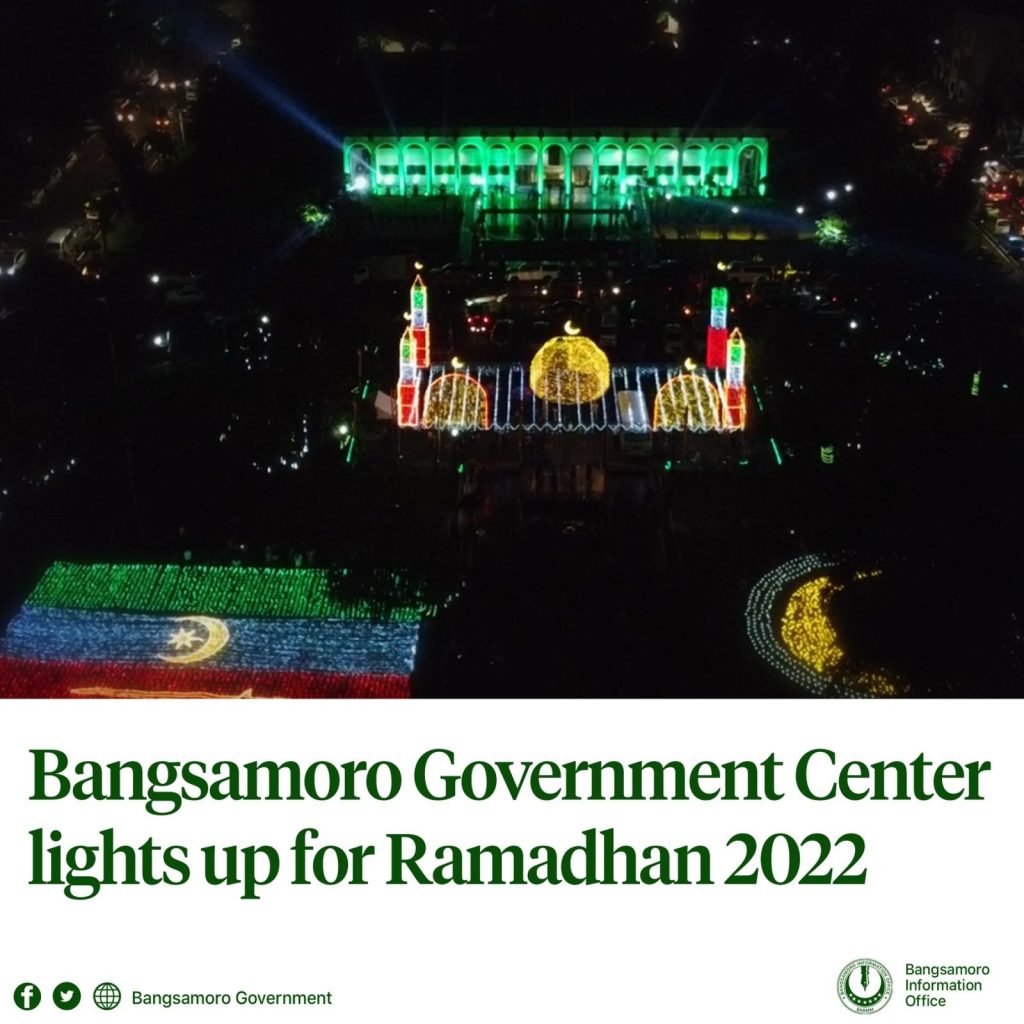 LOOK: Festive lights are once again put on display inside the Bangsamoro Government Center (BGC) in Cotabato City as part of the celebration of the Holy Month of Ramadhan.