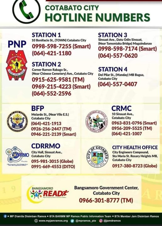 Cotabato City Hotline Numbers for Emergency Rescue