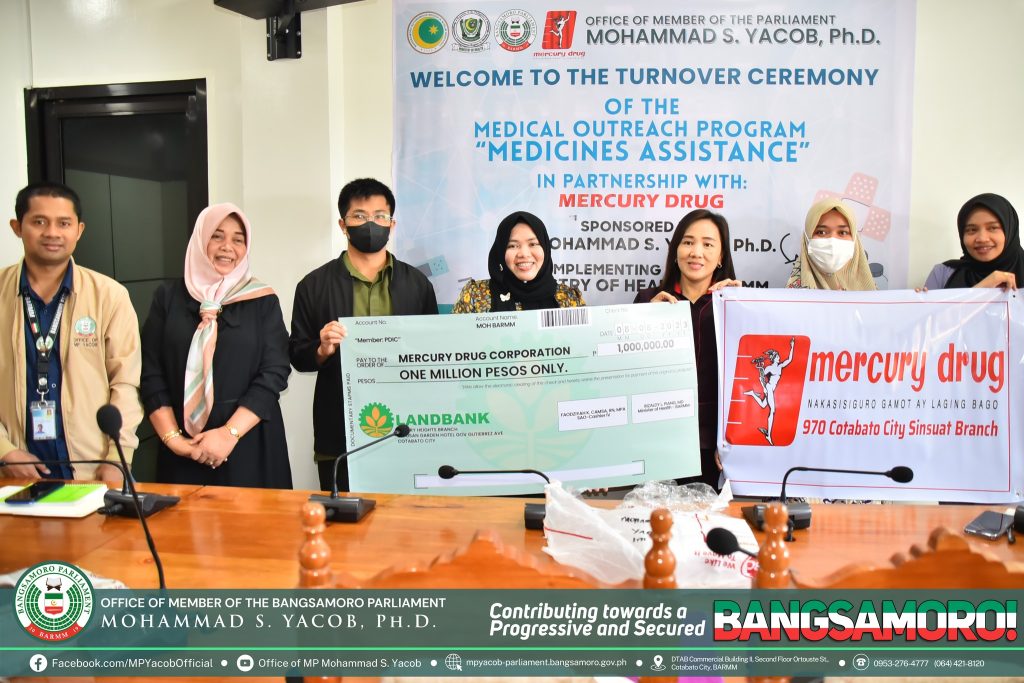 READ| The Office of the Member of Parliament (MP) Mohammad S. Yacob, Ph.D., through its Medical Outreach Program allocation implemented by the Ministry of Health in partnership with Mercury Drug, has successfully conducted the turned-over ceremony to