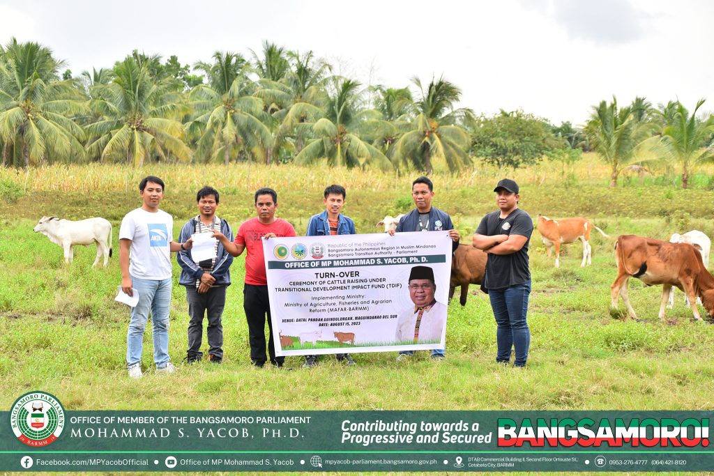 LOOK| The Office of the Member of Parliament (MP) Mohammad S. Yacob, Ph.D., has turned over nine (9) packages of Cattle Raising to a farmers' cooperative in Maguindanao del Sur on Tuesday, August 15, 2023.