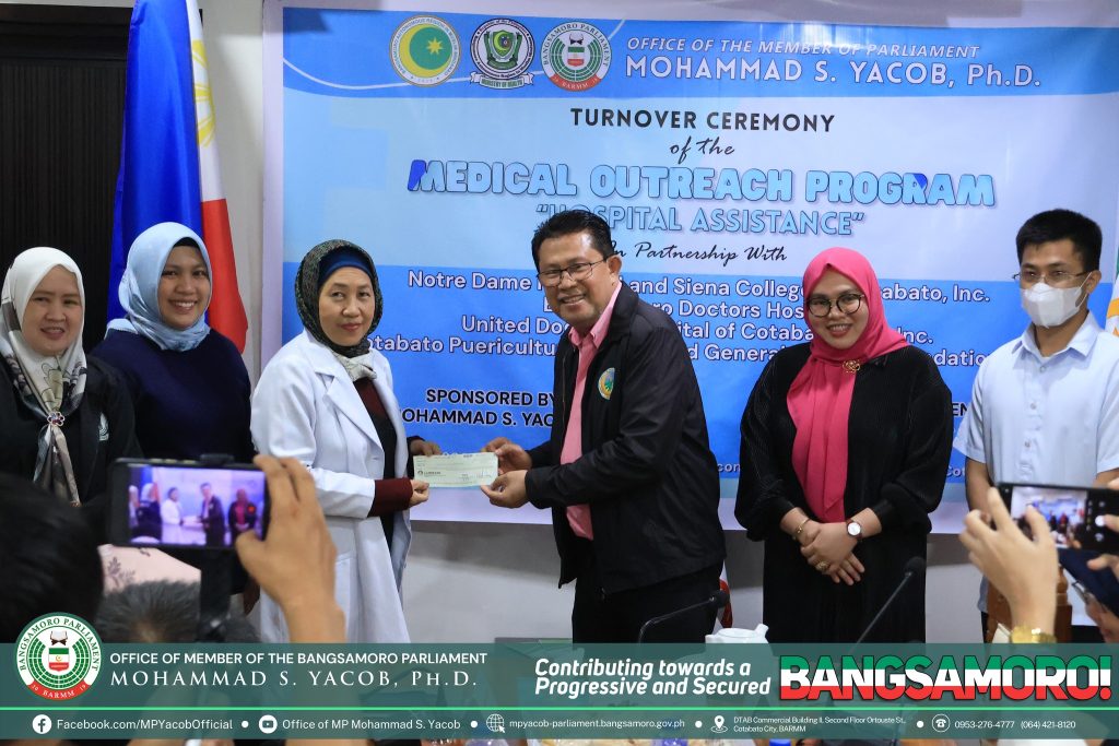 READ| The Office of the Member of Parliament (MP) Mohammad S. Yacob, Ph.D., through its Medical Outreach Program allocation implemented by the Ministry of Health in partnership with private hospitals in Cotabato City namely; Notre Dame Hospital and S