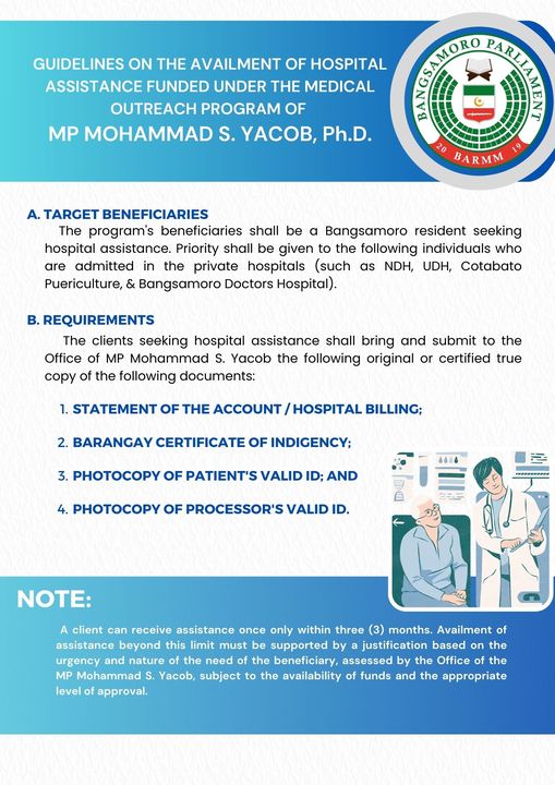 LOOK | The guidelines on the availment of hospital assistance funded under the Medical Outreach Program of MP Mohammad S. Yacob, Ph.D.